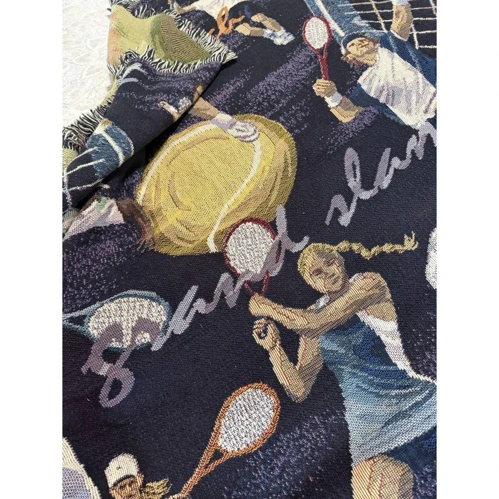Tapestry Tennis Throw Ultimate Sports Woven Blankets Made In USA 70‎ X 52
